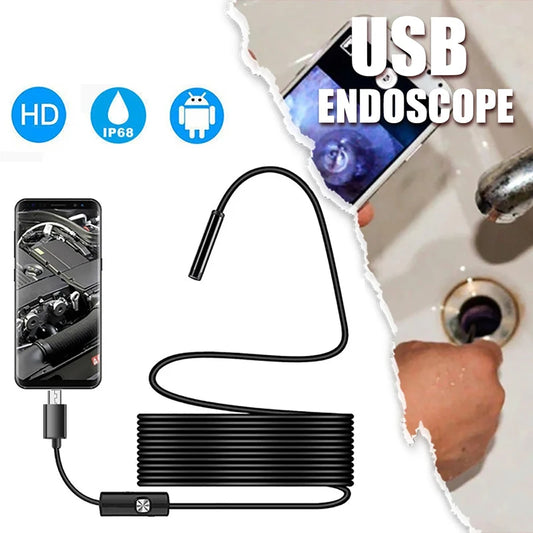 5.5mm Endoscopic Camera for Mobile 3in1 Type-c Micro USB c Borescope Mini Camera Piping Inspection Camera for Drain Pipe