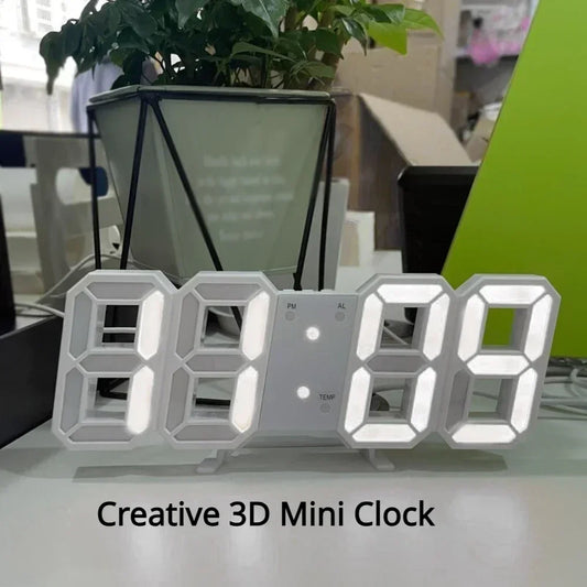 Digital Table Clock 3D Wall Clock LED Digital  With Adjustable Night Light Mode Electronic